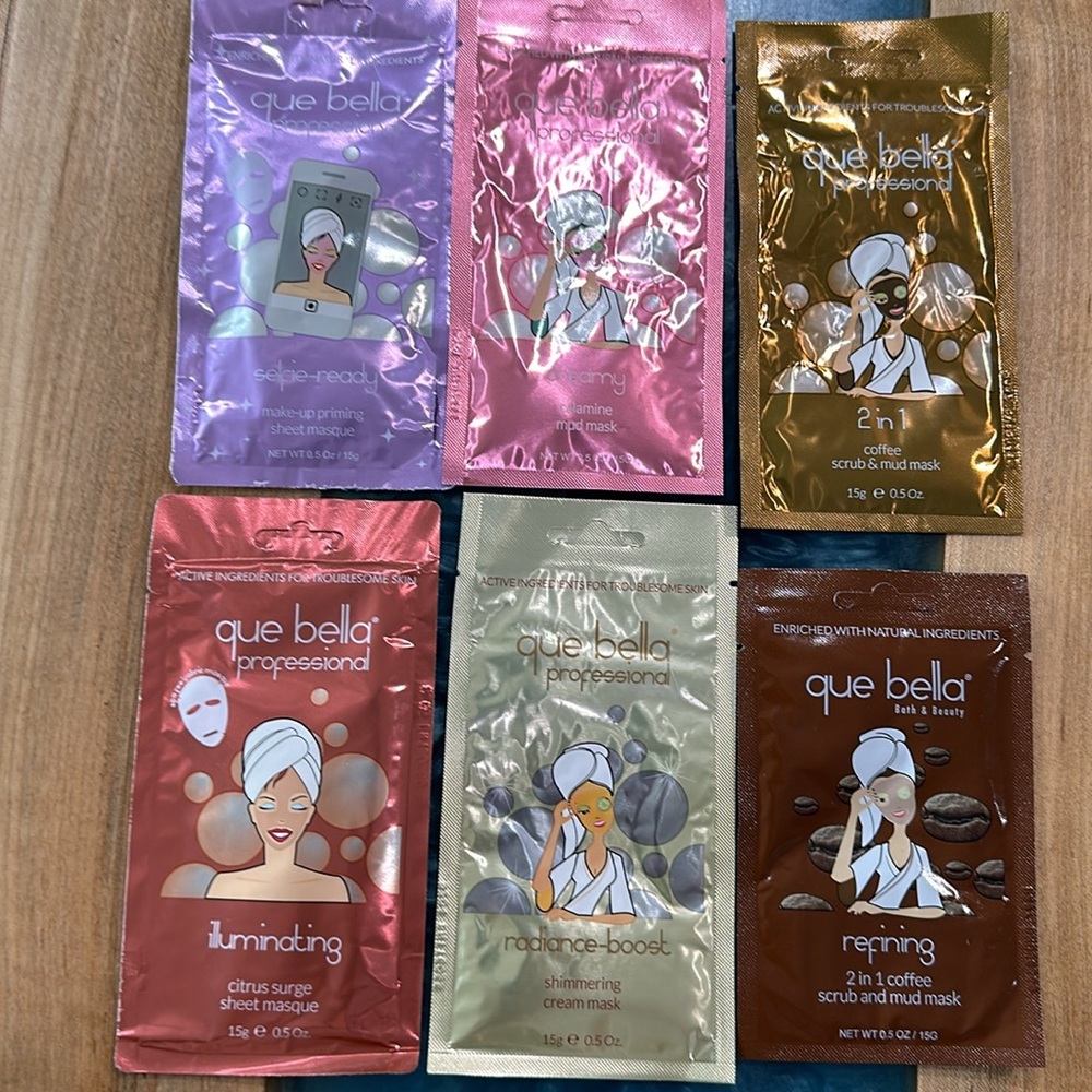 NEW Bundle of 6 que bella sheet face masks